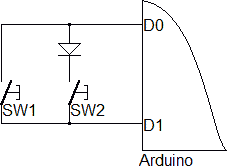 Schéma pour la matrice triangulaire triple à 1 diodes, 2 entrées