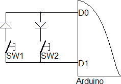 Schéma pour la matrice triangulaire triple à 2 diodes, 2 entrées